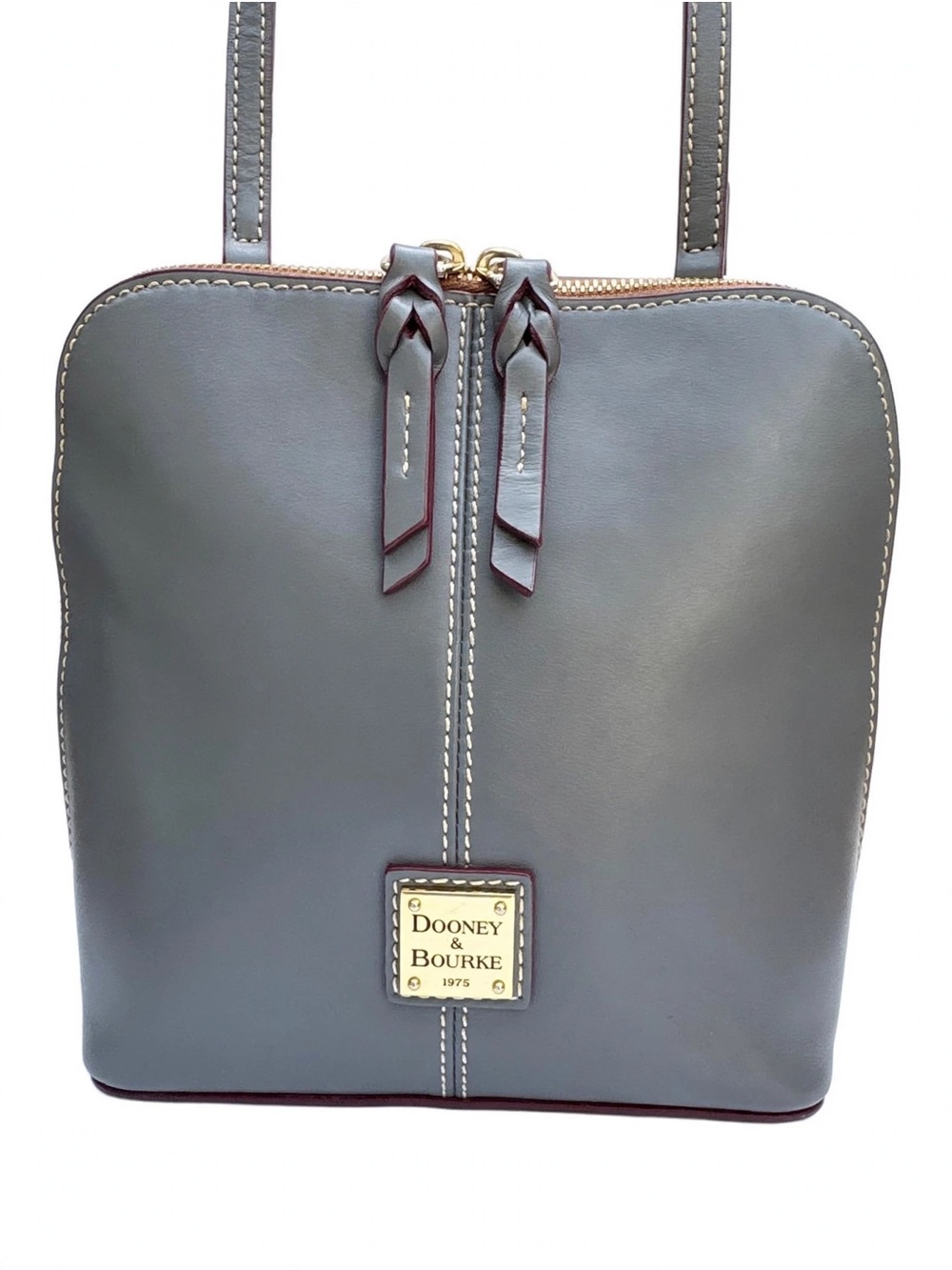 Dooney & Bourke Gray Florentine  Leather Double-Zip Crossbody